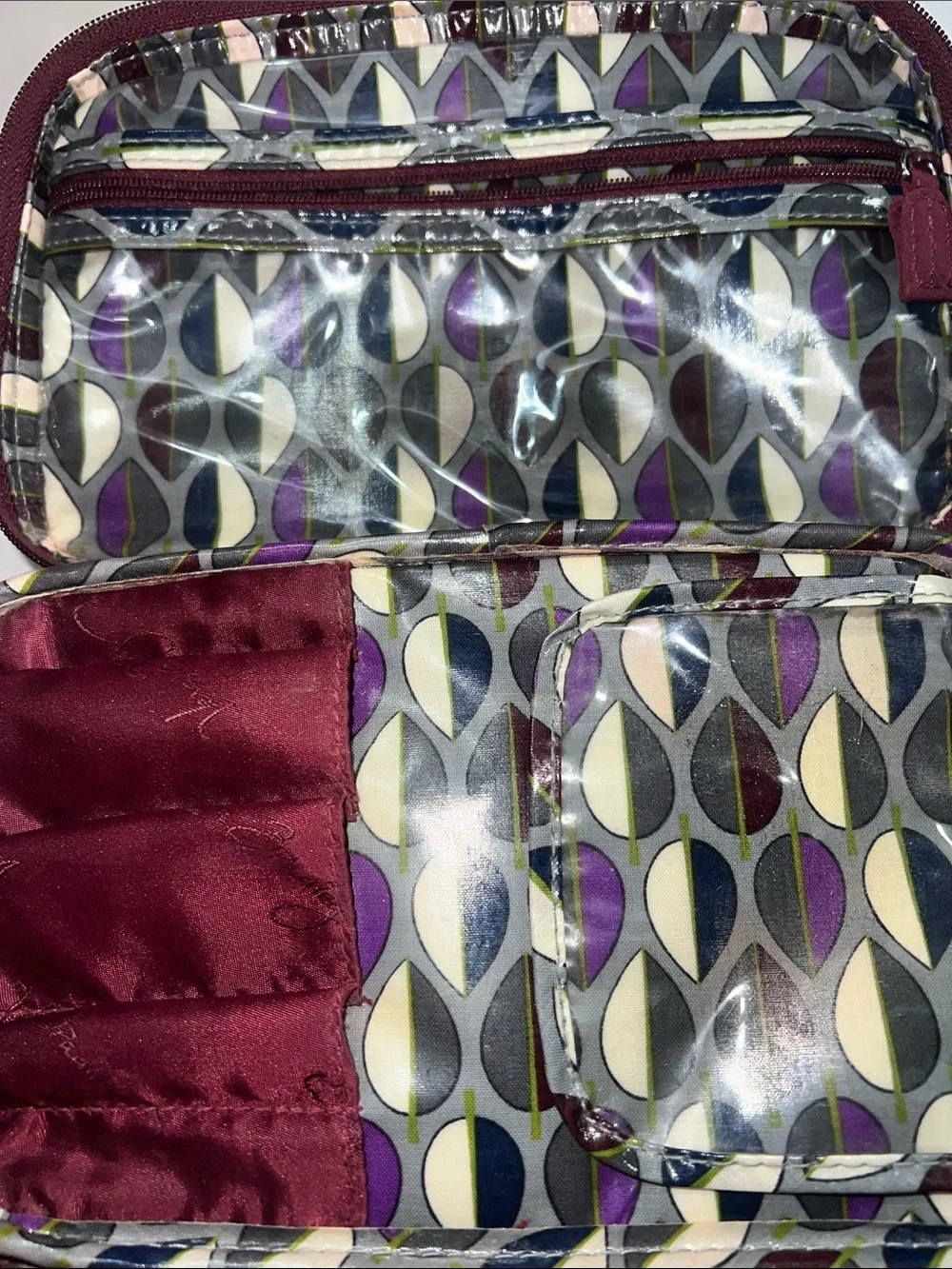 Vera Bradley Quilted Wine Red Cosmetic Case